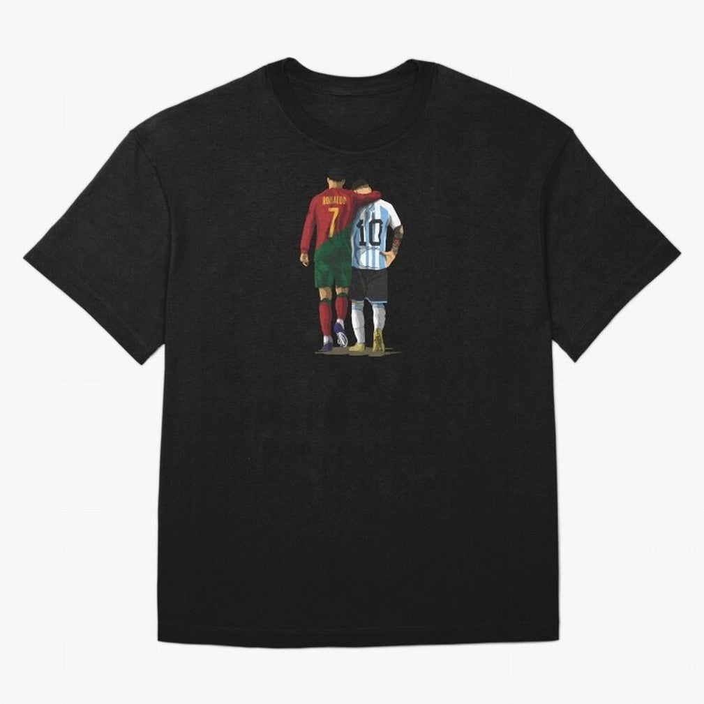 Messi Ronaldo Chit Chat Illustration T-Shirt Messi England Football Jersey, Nike Match Day Shirt, World Cup 2026, Adidas Supporter Tee, Jordan Soccer Fan Top, Modric Ghana Supporter Night