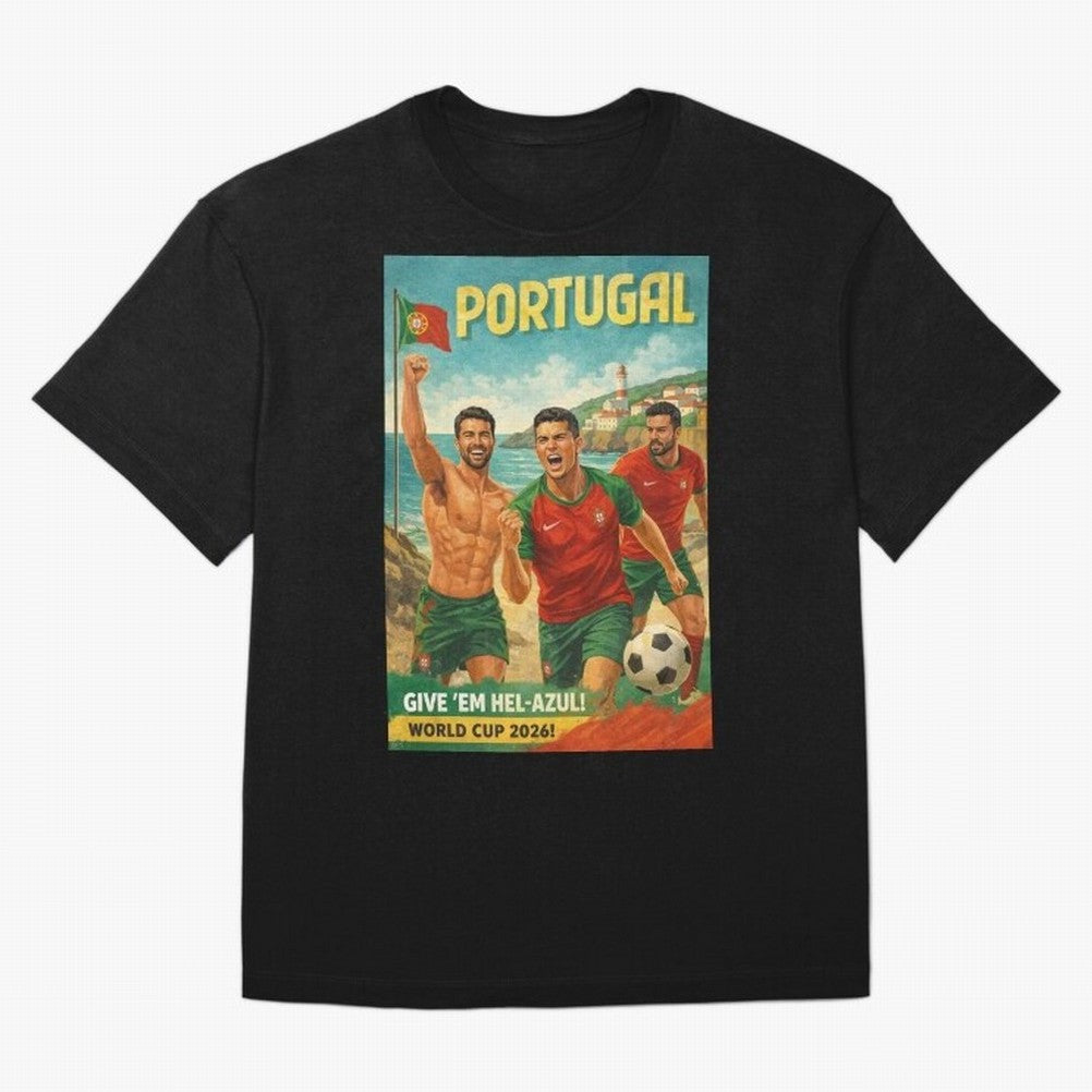 Portugal Hel-Azul Spirit at Cabo da Roca and Bel¨¦m Tower for FIFA World Cup 2026 T-Shirt Argentina Neymar World Cup 2026 Jersey, Nike Football Tee, Soccer Fans, Adidas Soccer Shirt, Jordan Fan Top, Saka Senegal Watch Party