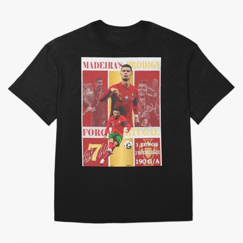 Cristiano Ronaldo Portugal Poster - Madeira's Prodigy CR7 Fan Art Print T-Shirt CR7 Portugal Football Jersey, Jordan Supporter Tee, World Cup 2026, Nike World Cup Shirt, Adidas Football Fan Top, Salah Belgium Soccer Fans