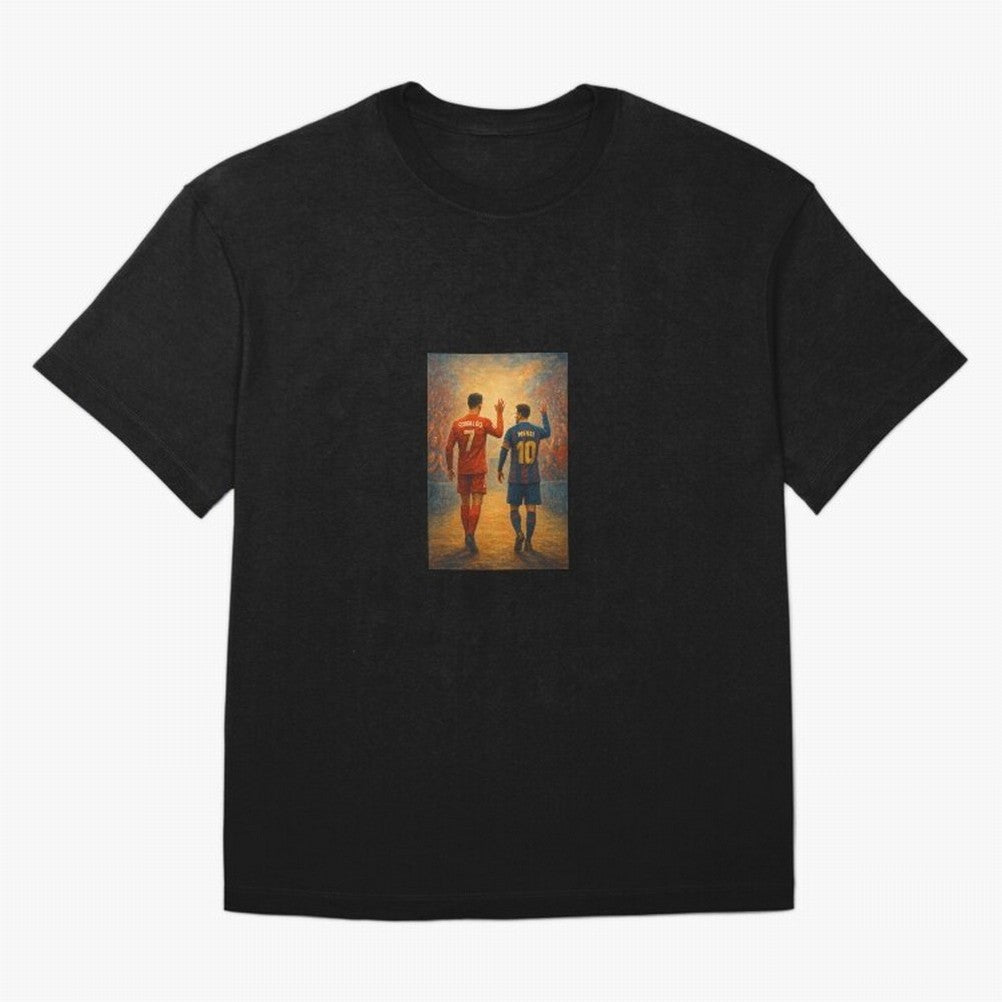 Cristiano Ronaldo and Messi Art Sticker T-Shirt Brazil CR7 World Cup 2026 Jersey, Jordan Football Tee, Match Day, Adidas Fan Shirt, Nike Supporter Top, Salah Portugal Knockout Round