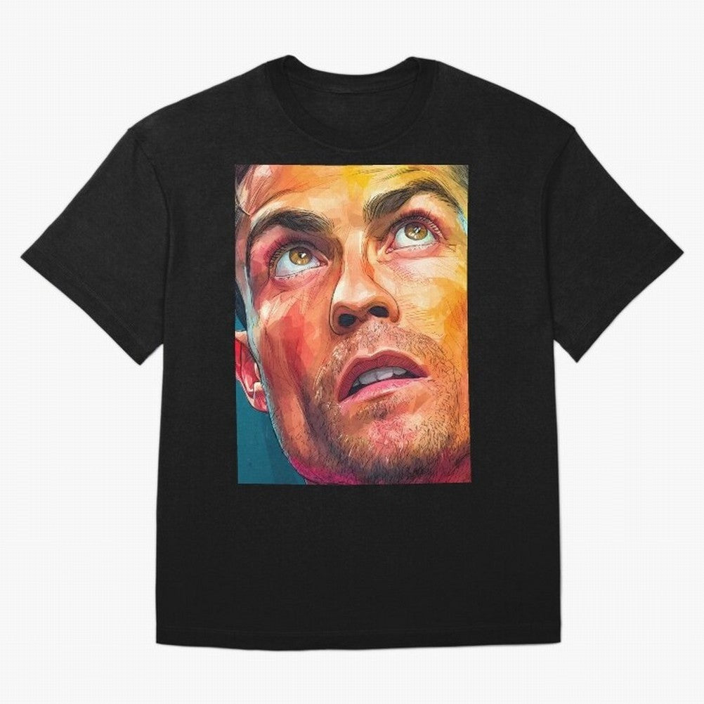Cristiano Ronaldo Football Soccer Player Intense Color Portrait T-Shirt FIFA World Cup 2026 Ecuador Griezmann Fan Jersey, Nike Football Tee, Germany Supporter Shirt, Adidas Soccer Shirt, Cristiano Ronaldo Jordan Fan Top, Haaland Sweden Stadium Chant