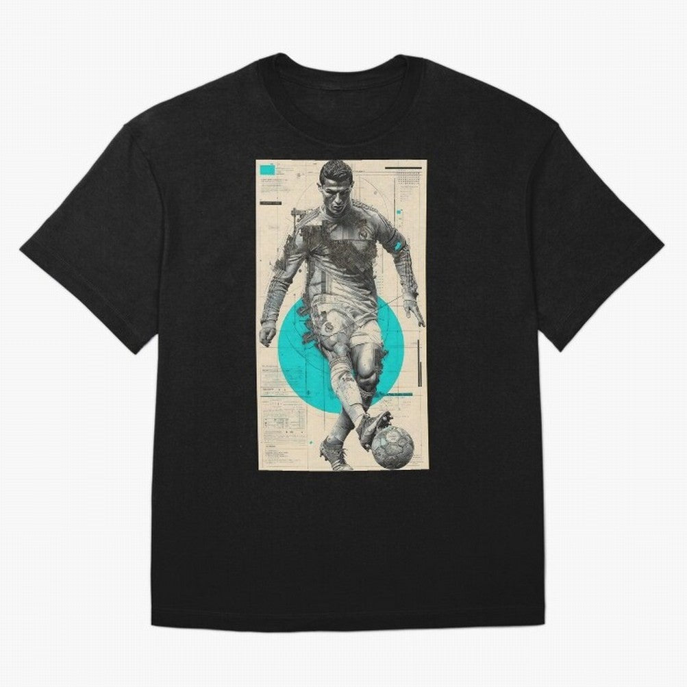 Futuristic Cristiano Ronaldo Illustration ¨C Cyber-Tech Football Art T-Shirt Brazil Mbappe World Cup 2026 Jersey, Adidas Soccer Tee, Match Day, Nike Football Fan Shirt, Jordan Supporter Top, Cristiano Ronaldo Portugal Trophy Race