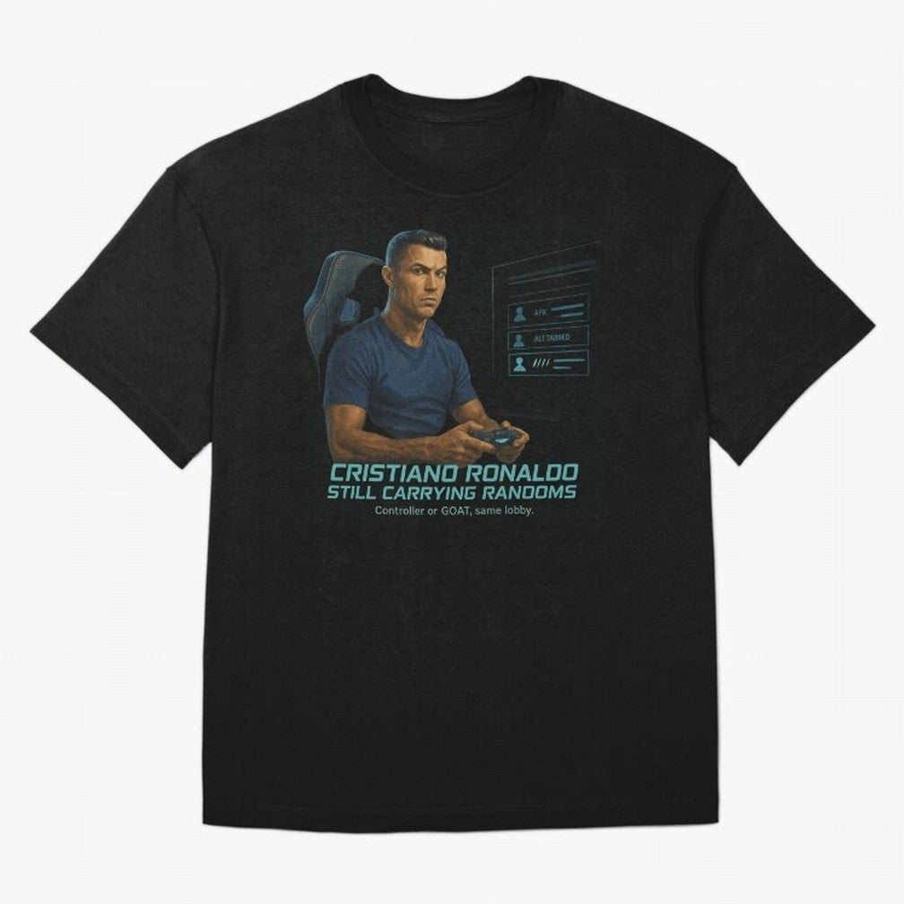 Cristiano Gamer Mode ¡ª Still Carrying Randoms T-Shirt Celebrate Classic Football Spirit In FIFA World Cup 2026 Jersey, Adidas Soccer Tee, Messi France Fans, Nike Football Fan Shirt, Jordan Supporter Top, Rodri Mexico Supporter Night