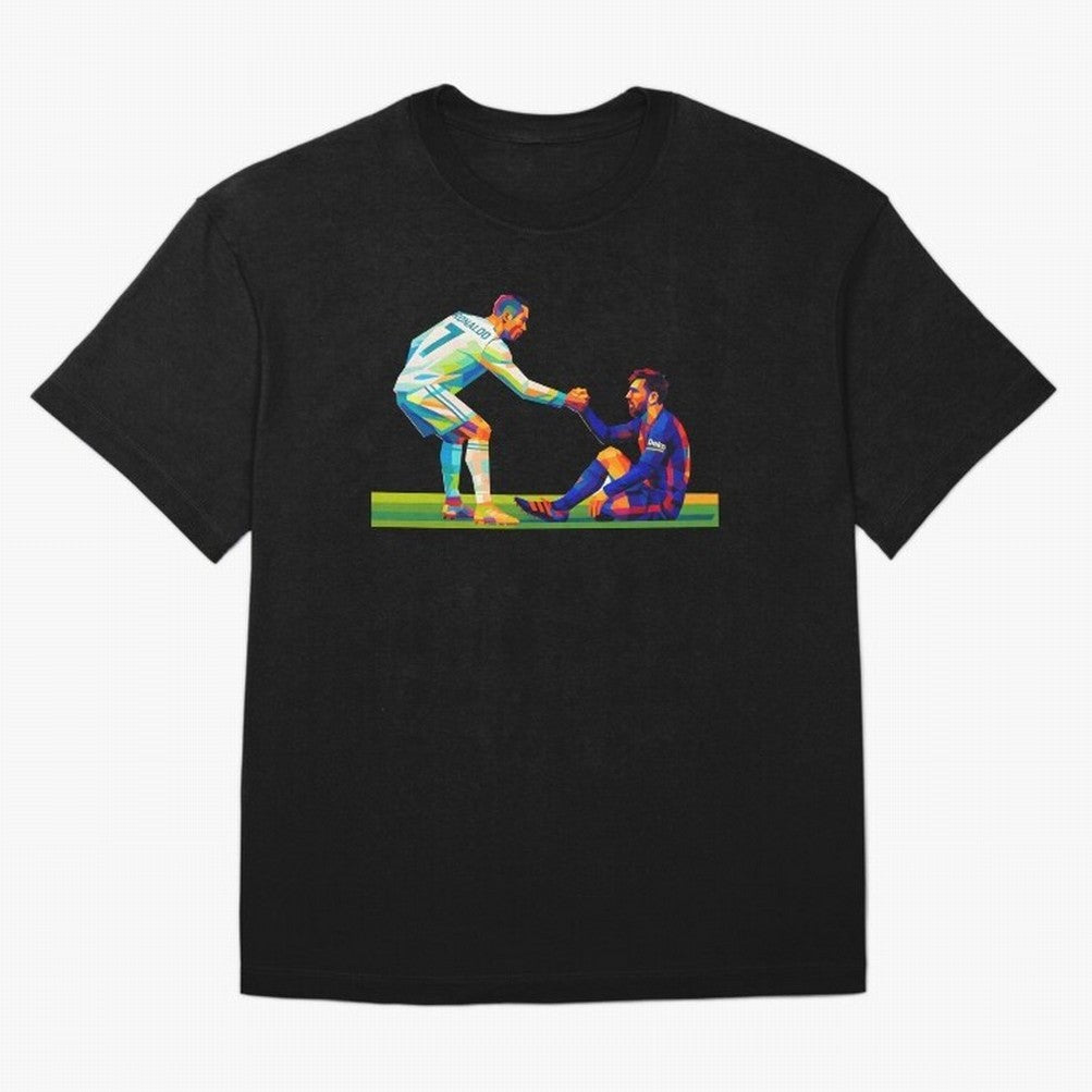 Cristiano Ronaldo & Messi Wpap Art T-Shirt Represent FIFA World Cup 2026 For Fans Of Messi And Jersey, Adidas Match Day Tee, Messi Netherlands Fans, Jordan Football Shirt, Nike Soccer Fan Top, Neymar Croatia Fan Club
