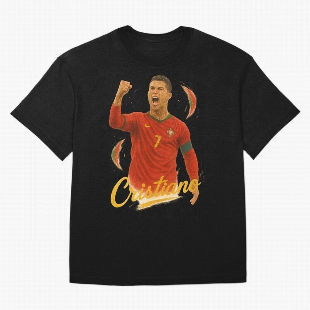 Cristiano Ronaldo Portugal Art ¨C Captain¡¯s Glory Football Tribute	 T-Shirt Celebrate Soccer Greatness During FIFA World Cup 2026 Jersey, Nike Match Day Shirt, Mbappe Portugal Fans, Adidas Supporter Tee, Jordan Soccer Fan Top, Salah Paraguay