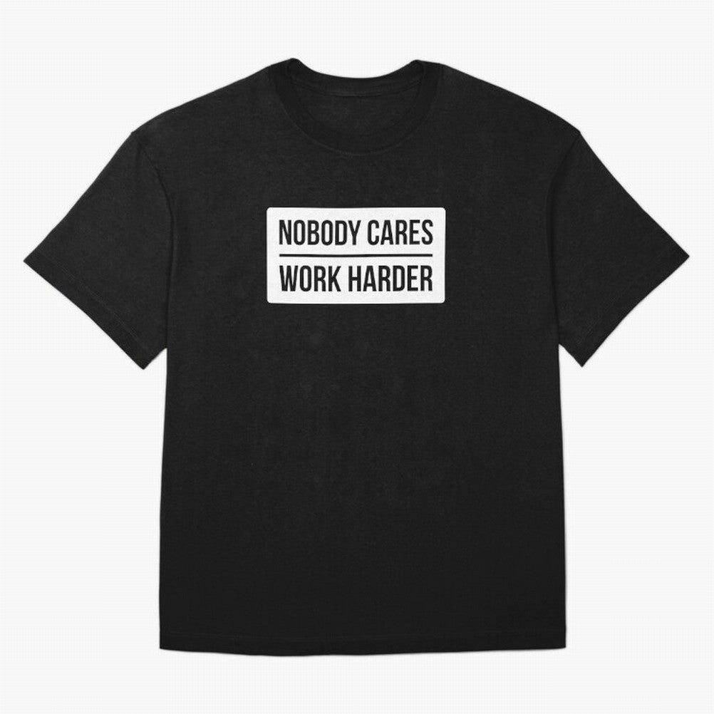 Nobody Cares Work Harder (White Rectangle Design) T-Shirt FIFA World Cup 2026 Argentina Neymar Jersey, Adidas Soccer Tee, Neymar Portugal Fans, Nike Football Fan Shirt, Jordan Supporter Top, Lewandowski Croatia Supporter Night