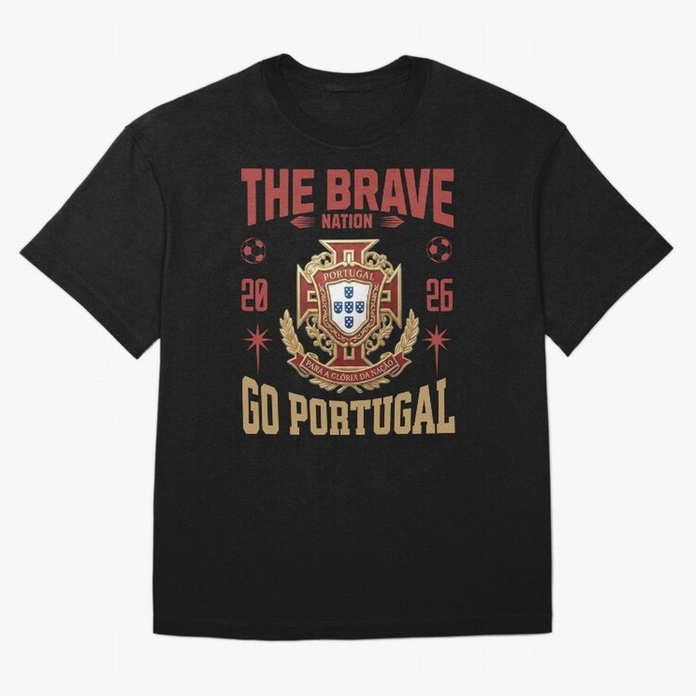Portugal Soccer 2026 The Brave Nation Vintage Football Fan Design T-Shirt Messi Argentina Football Jersey, Nike Football Tee, World Cup 2026, Adidas Soccer Shirt, Jordan Fan Top, Neymar Belgium Watch Party