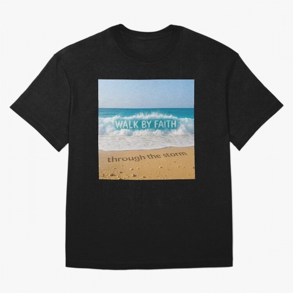 WALK BY FAITH - Through the Storm - Ocean Wave Art T-Shirt Showcase The FIFA World Cup 2026 Group Stage Journey Fan Jersey, Jordan Supporter Tee, Argentina Supporter Shirt, Nike World Cup Shirt, Mbappe Adidas Football Fan Top, Kane Japan Final Match