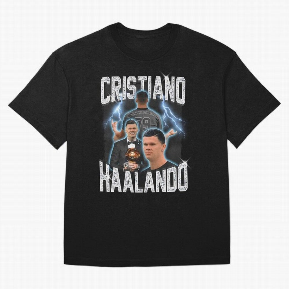Cristiano Haalando Lightning Poster For Football Fans and Gift For Sports Lovers T-Shirt Live For The Drama Of FIFA World Cup 2026 Group Stage For, Nike Football Jersey For Group Stage, Adidas Soccer Shirt For Mbappe Fans, Jordan Fan Top, Haaland
