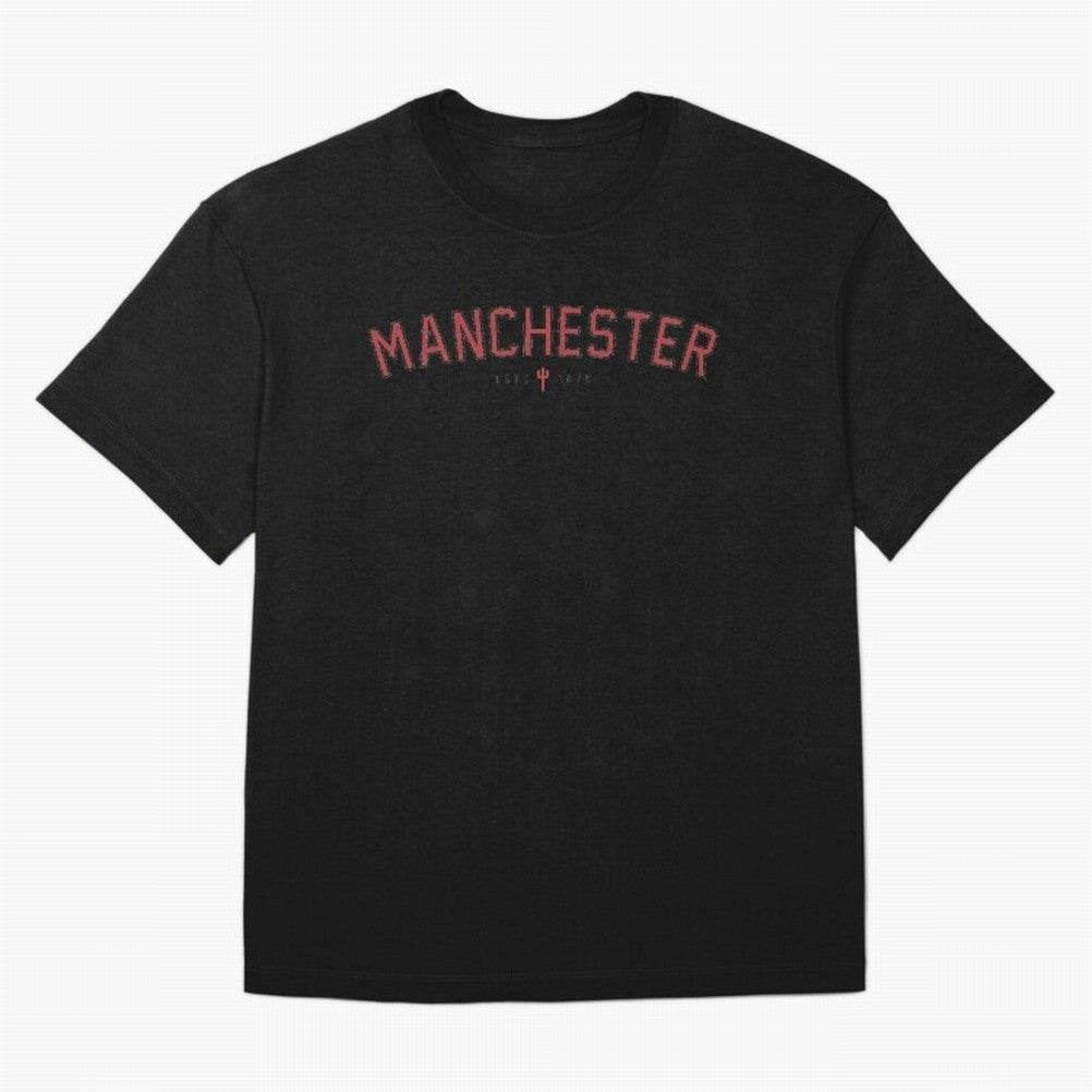 Manchester Retro Typography - MUFC Unofficial Merch T-Shirt France Messi World Cup 2026 Jersey, Adidas Match Day Tee, Group Stage, Jordan Football Shirt, Nike Soccer Fan Top, Griezmann Switzerland Fan Club
