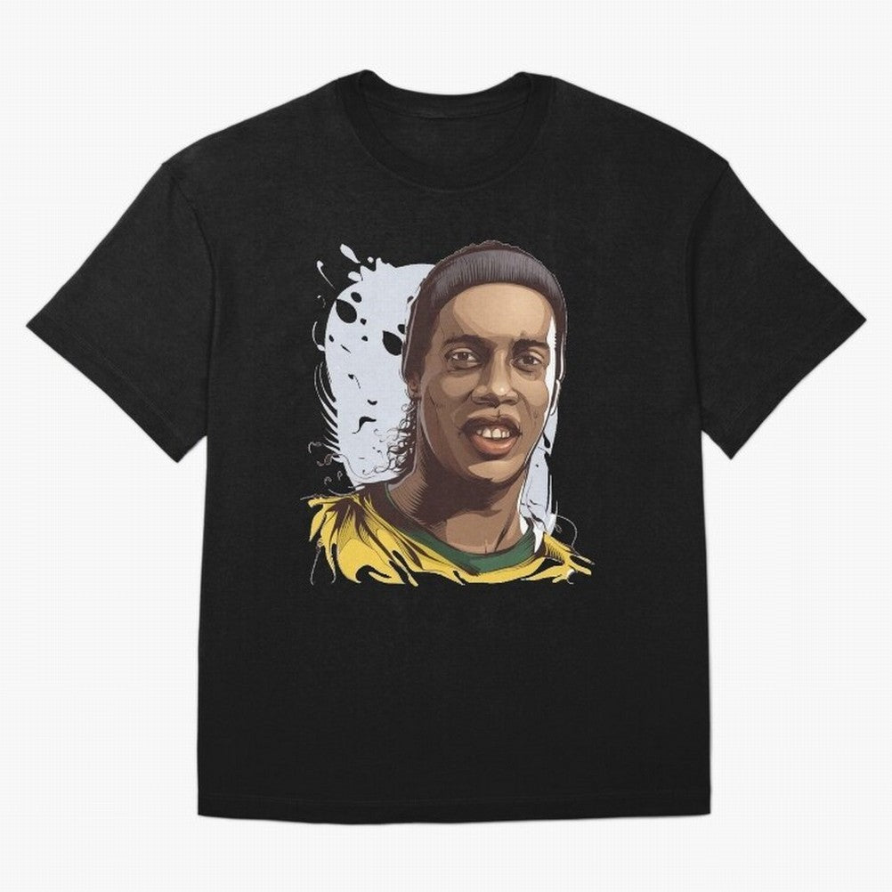 Illustration Ronaldinho Art T-Shirt Spain Messi World Cup 2026 Jersey, Nike Fan Tee, Match Day, Jordan Soccer Shirt, Adidas Match Day Top, Mbappe Switzerland Goal Celebration