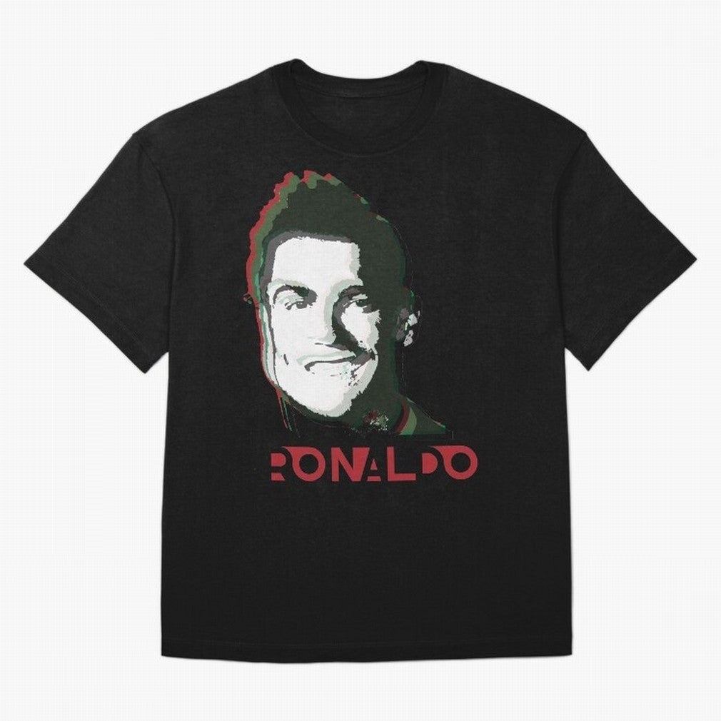 Portugal Football Captain Cristiano Ronaldo 3D Anaglyph Portrait T-Shirt Represent The Passion Of FIFA World Cup 2026 Group Stage Fan Jersey, Nike Football Tee, Portugal Supporter Shirt, Adidas Soccer Shirt, Neymar Jordan Fan Top, Foden Brazil
