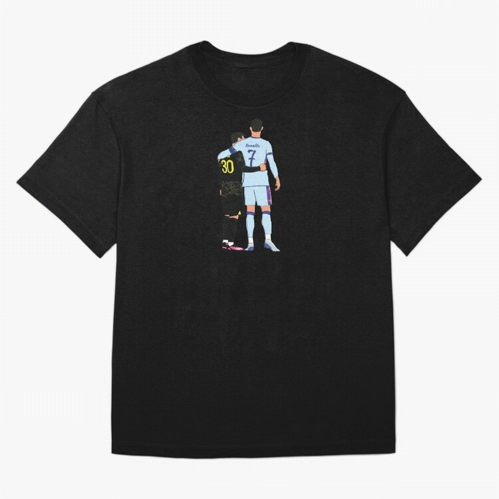 Messi and Ronaldo Reunion Illustration T-Shirt Neymar Argentina Football Jersey, Jordan Football Tee, World Cup 2026, Adidas Fan Shirt, Nike Supporter Top, Cristiano Ronaldo Norway Football Fans