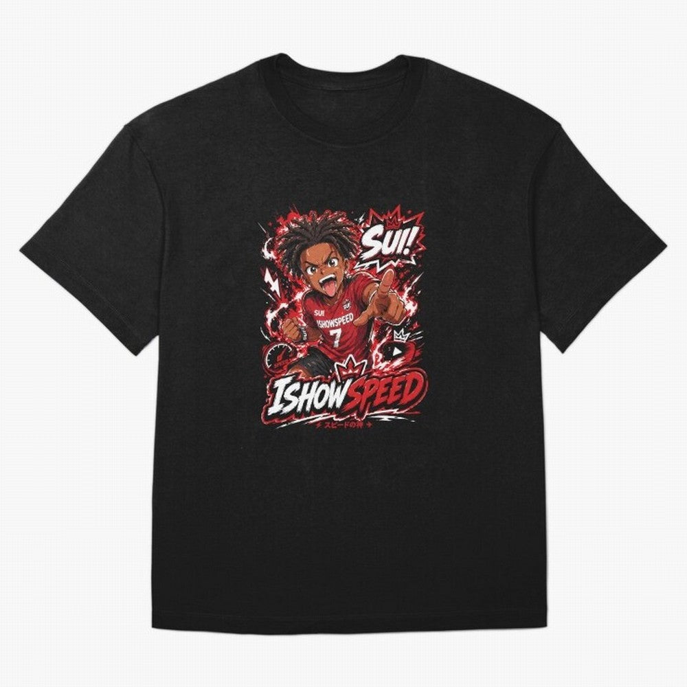 I Show Speed SUI Anime poster | Hype art Red Black Streewear T-Shirt FIFA World Cup 2026 Canada Kane, Adidas Soccer Jersey For Match Day, Nike Football Fan Shirt For Messi Fans, Jordan Supporter Top, Foden Spain Supporter Night