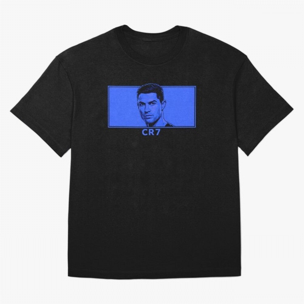 Ronaldo CR7 Blue Vector Portrait - Pop Comic T-Shirt Spain Messi World Cup 2026 Jersey, Jordan Football Tee, Knockout Round, Adidas Fan Shirt, Nike Supporter Top, Bellingham Morocco Fan Club