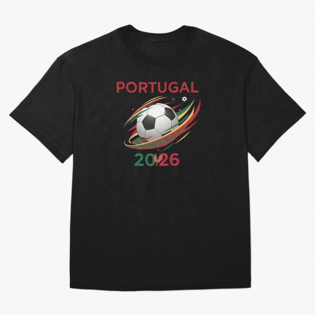 Camiseta Portugal 2026 - Bola de Futebol e Design Galo de Barcelos. T-Shirt Join The Countdown To The FIFA World Cup 2026 Journey Jersey, Nike Fan Tee, Mbappe Spain Fans, Jordan Soccer Shirt, Adidas Match Day Top, Kane England Final Match