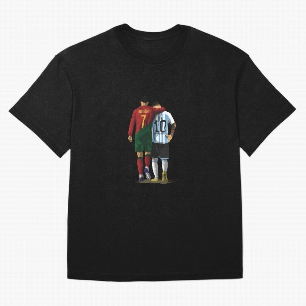Messi Ronaldo Chit Chat Illustration Classic T-Shirt Mbappe Argentina Football Jersey, Jordan Supporter Tee, World Cup 2026, Nike World Cup Shirt, Adidas Football Fan Top, Lewandowski Ghana Soccer Fans