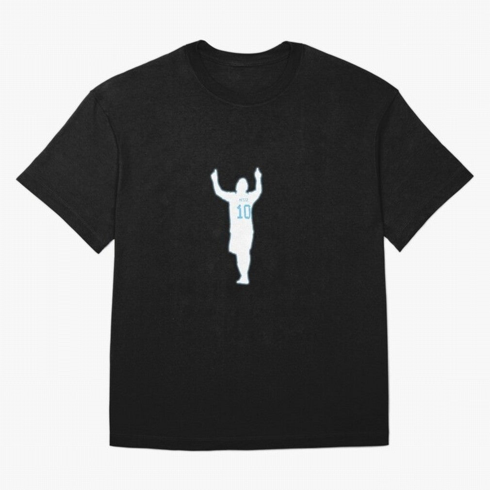 Lionel Messi Iconic Celebration Pose - Argentina Colors Classic T-Shirt Mbappe Argentina Football Jersey, Adidas Match Day Tee, World Cup 2026, Jordan Football Shirt, Nike Soccer Fan Top, Haaland Belgium Knockout Round
