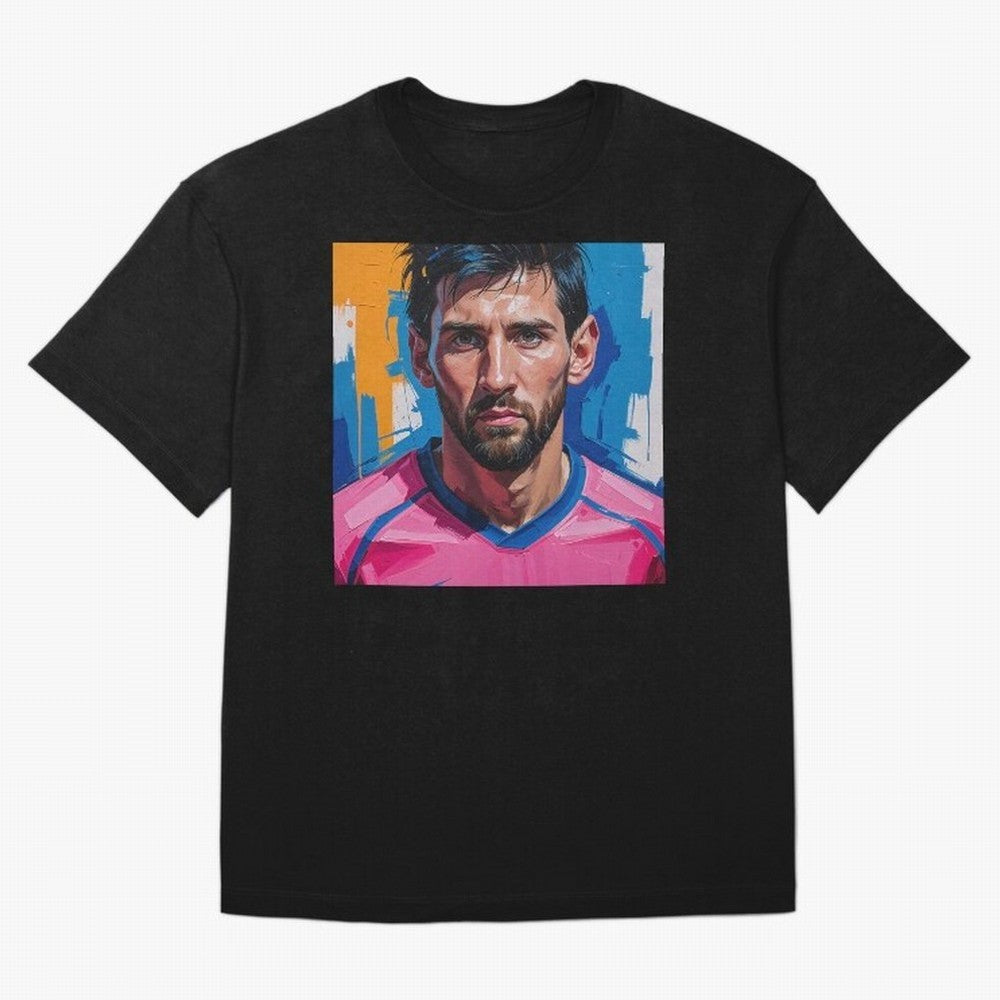 Vibrant Artistic Portrait of Lionel Messi (GOAT) - Digital painting (Version 3) Classic T-Shirt Argentina Mbappe World Cup 2026 Jersey, Adidas Soccer Tee, Supporter Night, Nike Football Fan Shirt, Jordan Supporter Top, De Bruyne Portugal Match Day