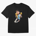 Lionel Messi ¨C Trophy King Caricature T-Shirt Celebrate Football Heritage In FIFA World Cup 2026 For, Adidas Football Jersey For Goal Celebration, Nike Soccer Shirt For Messi Fans, Jordan Match Day Top, Mbappe Uruguay Group Stage