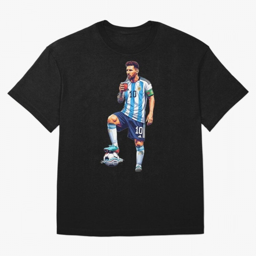 Messi in an illustrated style drinking mate ¨C The Goat Phone Case design Classic T-Shirt Argentina Cristiano Ronaldo World Cup 2026 Jersey, Adidas Match Day Tee, Match Day, Jordan Football Shirt, Nike Soccer Fan Top, Yamal Sweden Football Fans