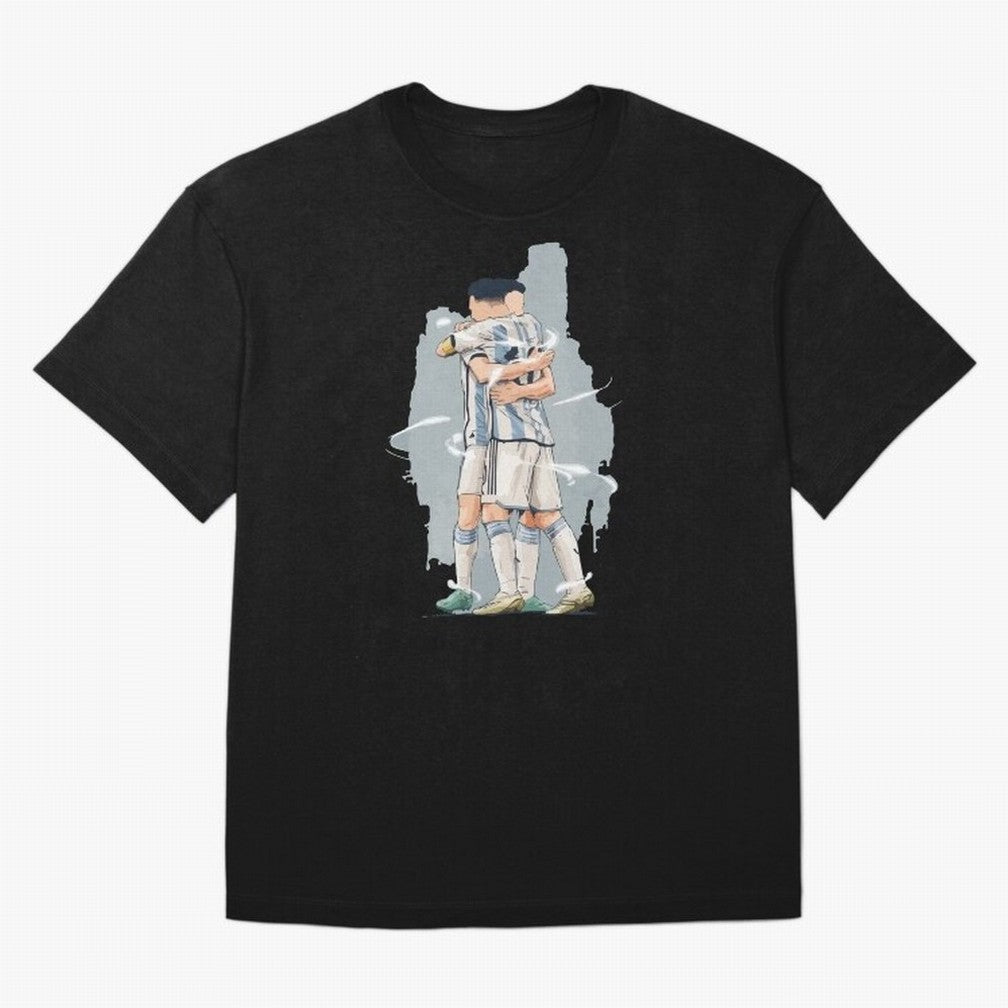 Messi with his fan Julian Alvarez World Cup 2022 Classic T-Shirt Represent Match Day Hype Around FIFA World Cup 2026 Group, Jordan Football Jersey For Match Day, Adidas Fan Shirt For Messi Fans, Nike Supporter Top, Salah Argentina Knockout Round