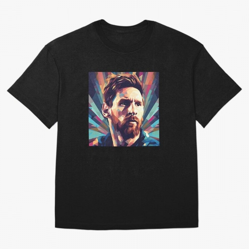 Lionel Messi Portrait Abstract Digital Football Player Classic T-Shirt Portugal Cristiano Ronaldo World Cup 2026 Jersey, Adidas Match Day Tee, Football Fans, Jordan Football Shirt, Nike Soccer Fan Top, Pedri Switzerland Football Fans