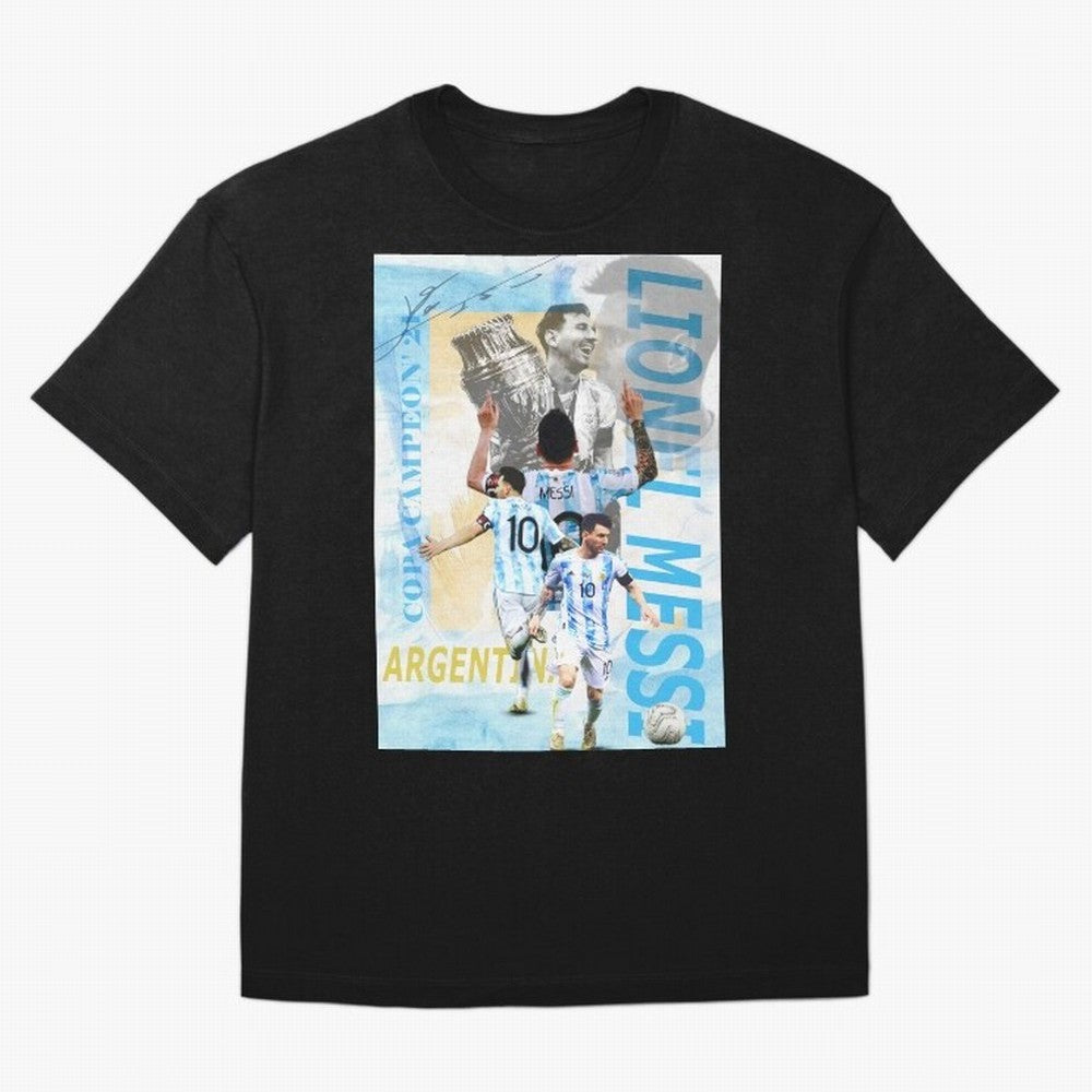 Lionel Messi Argentina Champion Poster Classic T-Shirt Enjoy FIFA World Cup 2026 Spirit, Highlighting Argentina, Nike Fan Jersey For Match Day, Jordan Soccer Shirt For Messi Fans, Adidas Match Day Top, CR7 Uruguay Soccer Fans