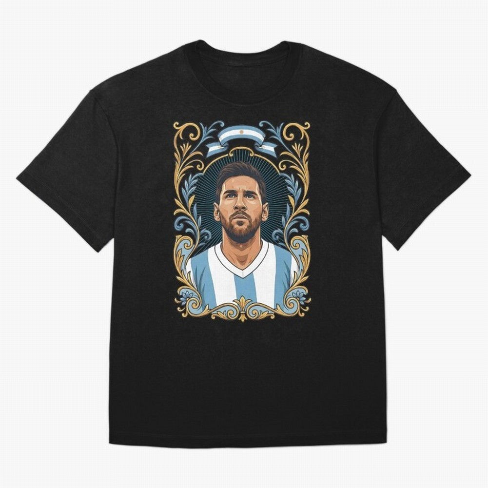 Lionel Messi Argentina Football Legend - Ornate Portrait Classic T-Shirt Embrace Global Football Passion For FIFA World Cup 2026 Jersey, Jordan Football Tee, Messi Argentina Fans, Adidas Fan Shirt, Nike Supporter Top, Salah England Knockout Round