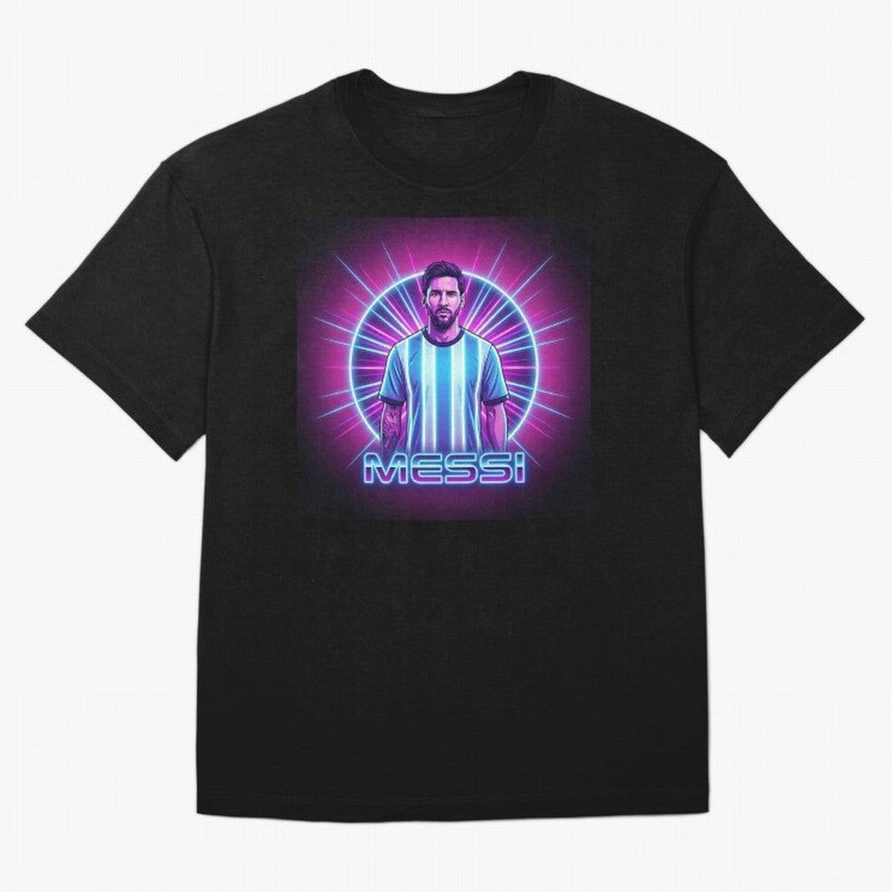 ?Argentina Football Legend Messi Cyberpunk Retro Futurist Design (Version 4) Classic T-Shirt Show Your Stadium Side During The FIFA World Cup 2026 USA Jersey, Adidas Football Tee, Messi Spain Fans, Nike Soccer Shirt, Jordan Match Day Top, Kane