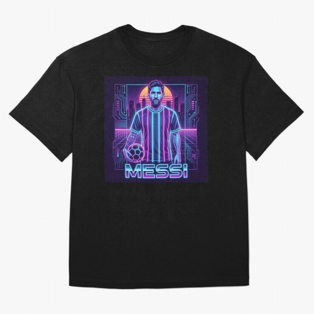 ?Argentina Football Legend Messi Cyberpunk Retro Futurist Design (Version 3) Classic T-Shirt Honor Champions And Dreams In The FIFA World Cup 2026 USA Fan Jersey, Jordan Football Tee, France Supporter Shirt, Adidas Fan Shirt, Cristiano Ronaldo Nike