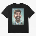 Lionel Messi Caricature Art with Autograph T-Shirt Haaland Argentina Football Jersey, Jordan Football Tee, World Cup 2026, Adidas Fan Shirt, Nike Supporter Top, Musiala Ghana Football Fans