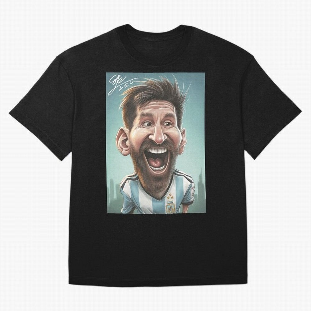 Lionel Messi Caricature Art with Autograph T-Shirt Haaland Argentina Football Jersey, Jordan Football Tee, World Cup 2026, Adidas Fan Shirt, Nike Supporter Top, Musiala Ghana Football Fans