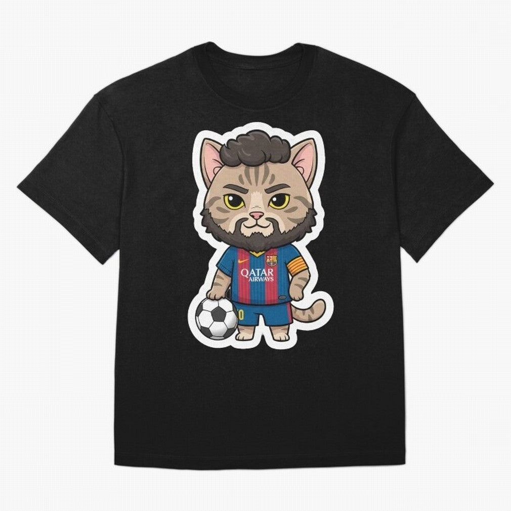 Fcb - Fc Barcelona | Cute Cat Messi with Jersey Barcelona Classic T-Shirt FIFA World Cup 2026 Canada Messi, Jordan Football Jersey For Group Stage, Adidas Fan Shirt For Cristiano Ronaldo Fans, Nike Supporter Top, CR7 Argentina Knockout Round