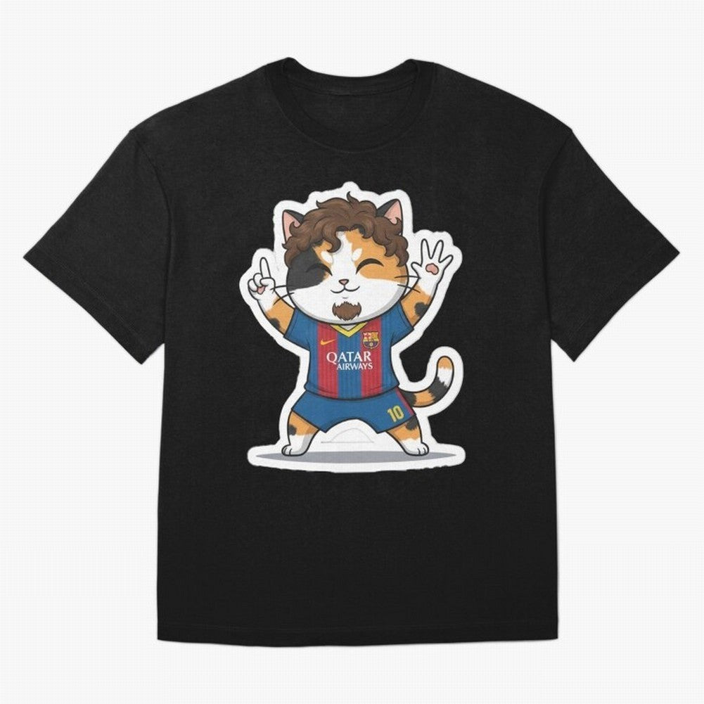 Fcb - Fc Barcelona | Cute Cat Messi with Jersey Barcelona Classic T-Shirt Mbappe Portugal Football Jersey, Adidas Match Day Tee, World Cup 2026, Jordan Football Shirt, Nike Soccer Fan Top, Saka France Fan Club