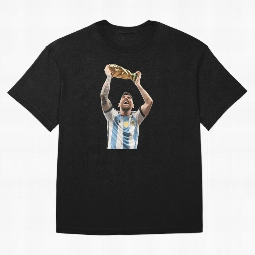 Lionel Messi lifting the World Cup Classic T-Shirt CR7 England Football Jersey, Jordan Football Tee, World Cup 2026, Adidas Fan Shirt, Nike Supporter Top, Foden Norway Knockout Round