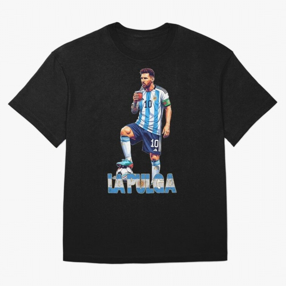 Messi the Flea Drinking Mate ¨C Unique Design by The Goat Classic T-Shirt Treasure Global Football Passion For FIFA World Cup 2026, Jordan Supporter Jersey For Stadium Chant, Nike World Cup Shirt For Mbappe Fans, Adidas Football Fan Top,