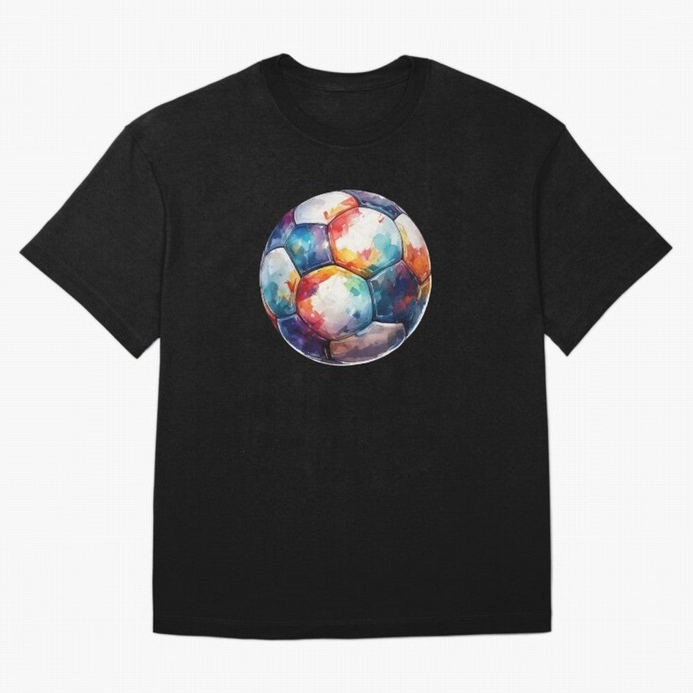 Football Soccer Ball Watercolor Illustration Drawing (Black BG) T-Shirt Enjoy The Biggest Football Party Of FIFA World Cup 2026 Jersey, Nike Fan Tee, Haaland England Fans, Jordan Soccer Shirt, Adidas Match Day Top, Cristiano Ronaldo England Goal