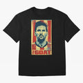 Messi The GOAT Graphic poster design Premium T-Shirt FIFA World Cup 2026 Argentina De Bruyne Jersey, Adidas Match Day Tee, Haaland Argentina Fans, Jordan Football Shirt, Nike Soccer Fan Top, Mbappe Mexico Football Fans