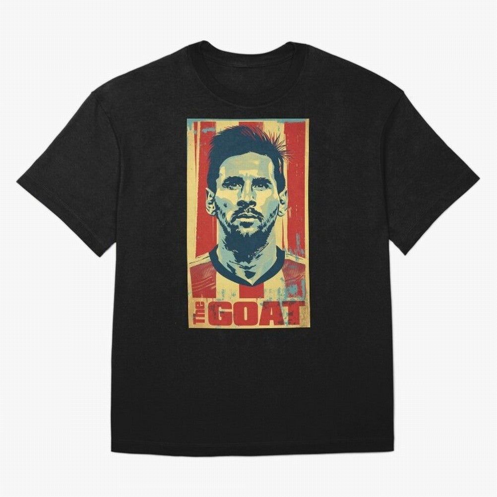 Messi The GOAT Graphic poster design Premium T-Shirt FIFA World Cup 2026 Argentina De Bruyne Jersey, Adidas Match Day Tee, Haaland Argentina Fans, Jordan Football Shirt, Nike Soccer Fan Top, Mbappe Mexico Football Fans