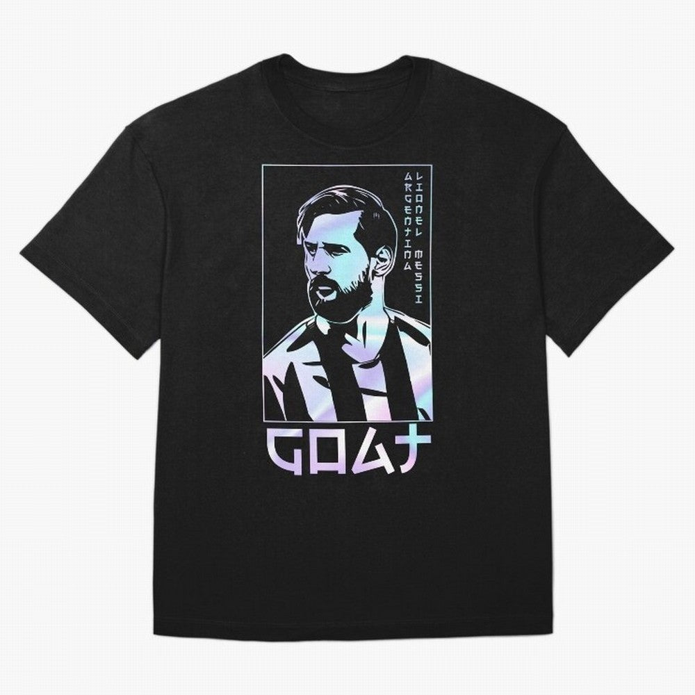 Lionel Messi Holographic Style Portrait art illustration Premium T-Shirt Argentina CR7 World Cup 2026 Jersey, Nike Match Day Shirt, Match Day, Adidas Supporter Tee, Jordan Soccer Fan Top, CR7 Netherlands Supporter Night