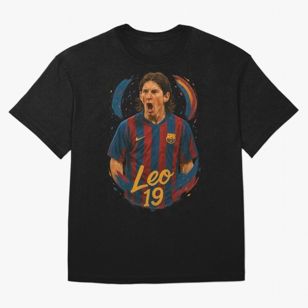 Young Messi Barcelona Art ¨C Rising Legend in Number 19 Tribute	 Classic T-Shirt Build Global Football Passion For FIFA World Cup 2026 USA, Adidas Match Day Jersey For Stadium Chant, Jordan Football Shirt For Mbappe Fans, Nike Soccer Fan Top,