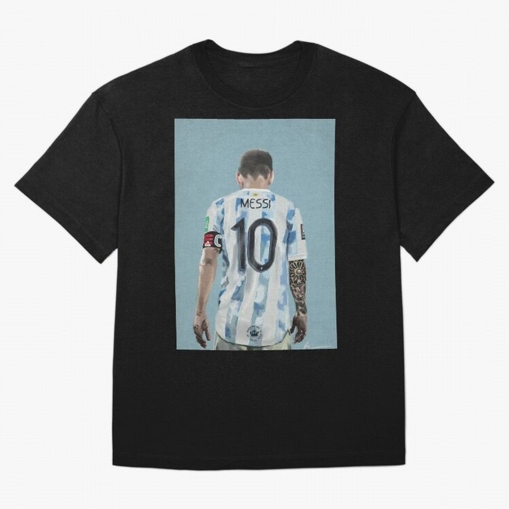 Portrait painting of Lionel Messi of Inter Miami and Argentina Classic T-Shirt Feel International Energy From FIFA World Cup 2026 USA, Adidas Match Day Jersey For Football Fans, Jordan Football Shirt For Mbappe Fans, Nike Soccer Fan Top, Pedri