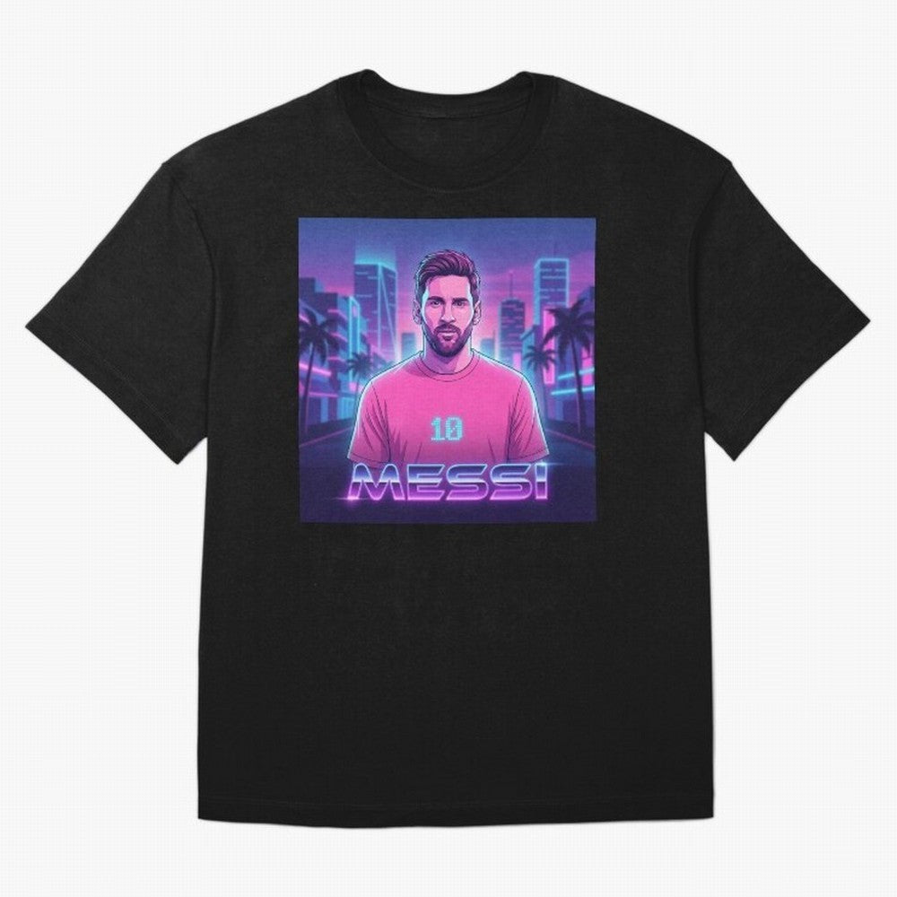 Inter Miami? Football Legend Messi Cyberpunk Retro Futurist Design (Version 2) Classic T-Shirt FIFA World Cup 2026 Argentina De Bruyne Jersey, Nike Match Day Shirt, Mbappe Portugal Fans, Adidas Supporter Tee, Jordan Soccer Fan Top, Griezmann