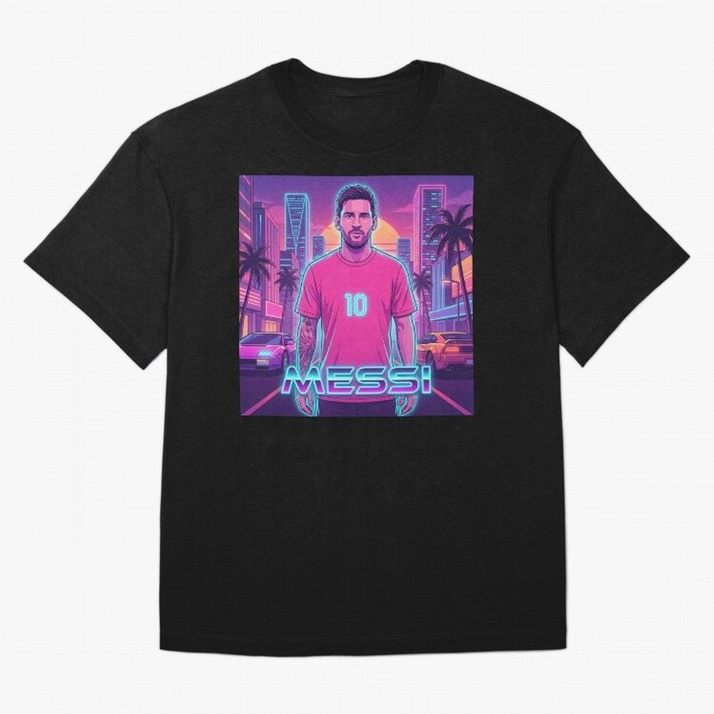 Inter Miami? Football Legend Messi Cyberpunk Retro Futurist Design (Version 3) Classic T-Shirt FIFA World Cup 2026 Canada Neymar, Adidas Football Jersey For Match Day, Nike Soccer Shirt For Messi Fans, Jordan Match Day Top, Son Ecuador Group Stage