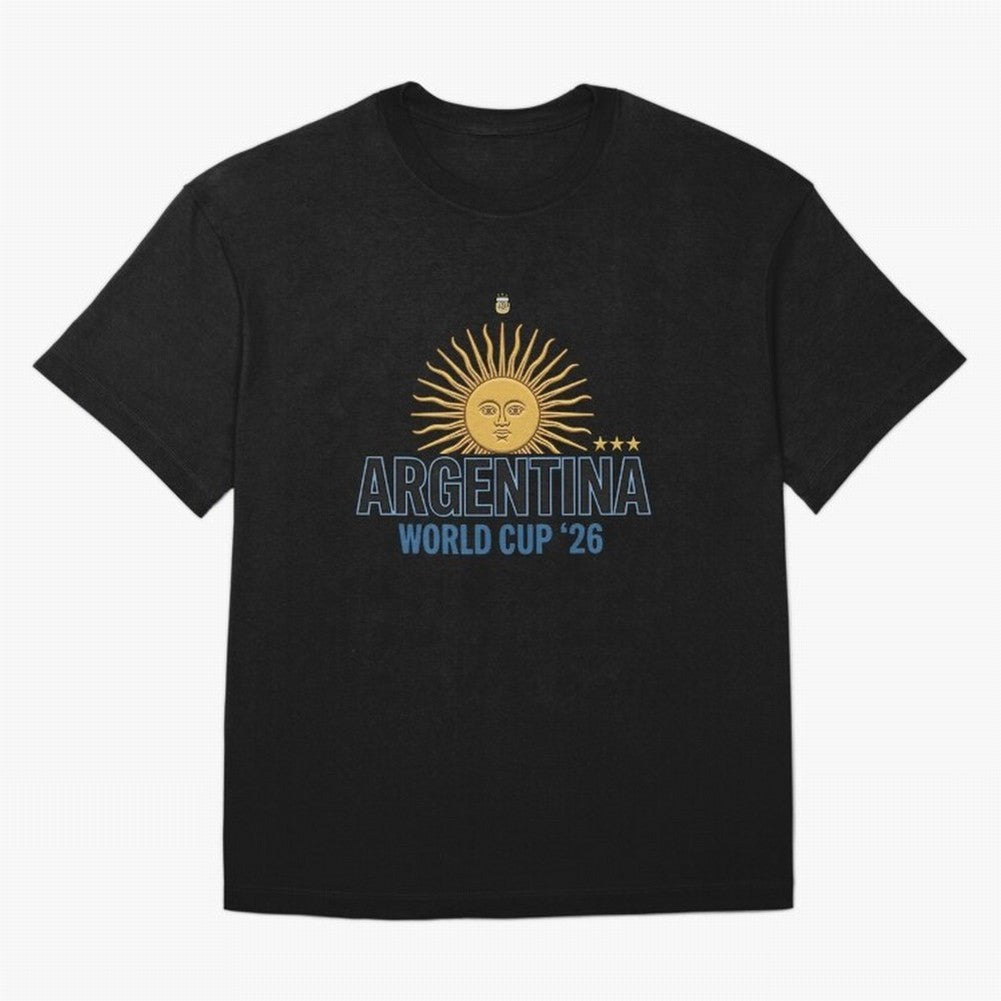 Argentina Football Sun of May - World Cup 2026 Gold Edition Essential T-Shirt Make Every Kick Count In FIFA World Cup 2026 Spirit, Jordan Supporter Jersey For Match Day, Nike World Cup Shirt For CR7 Fans, Adidas Football Fan Top, Rodri Ecuador