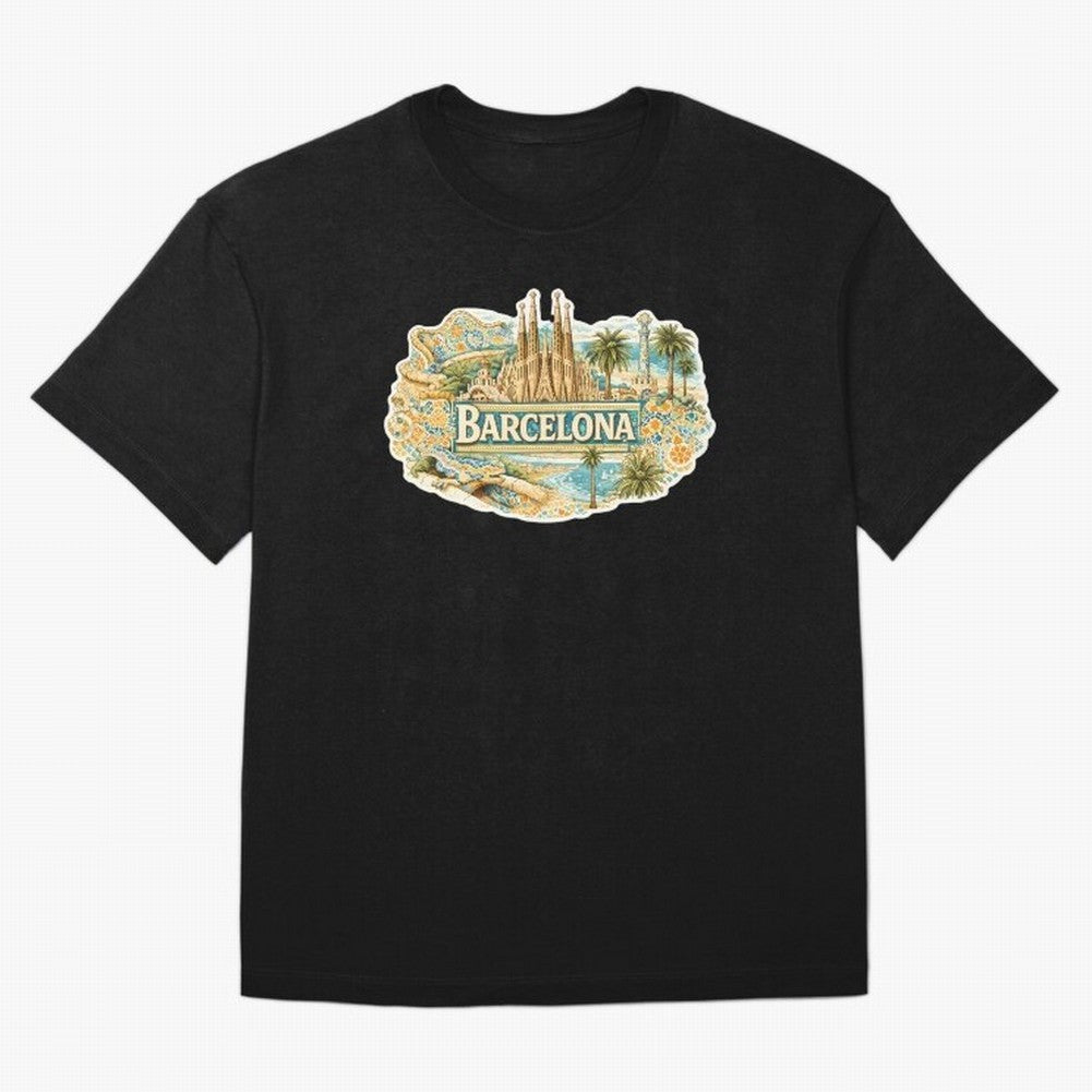 Barcelona Souvenir Sagrada Familia and Mosaic Design T-Shirt Neymar France Football Jersey, Adidas Football Tee, World Cup 2026, Nike Soccer Shirt, Jordan Match Day Top, Bellingham Norway Watch Party