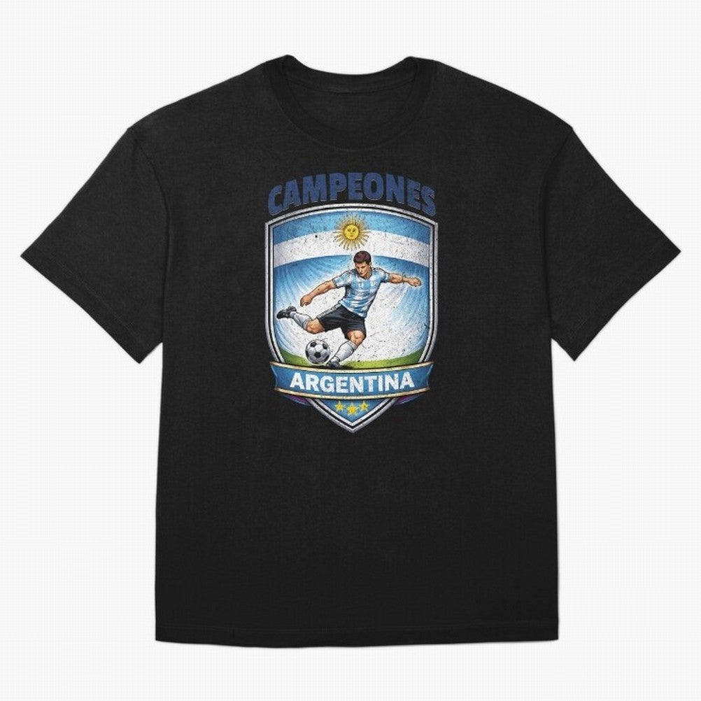 Argentina Vintage Soccer Badge - Campeones 3 Stars Essential T-Shirt Spain Messi World Cup 2026 Jersey, Adidas Match Day Tee, Knockout Round, Jordan Football Shirt, Nike Soccer Fan Top, Kane Switzerland Fan Club