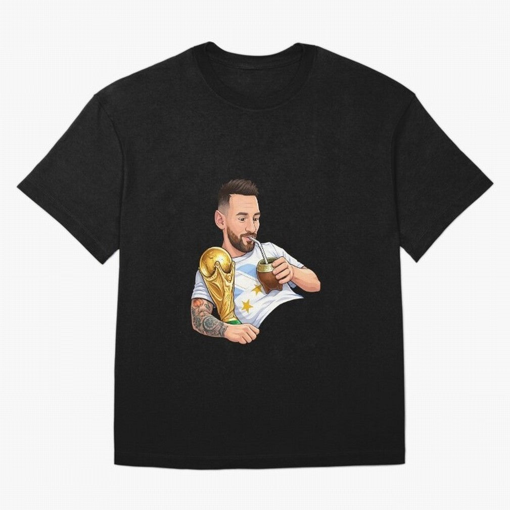 Messi drinking mate and his World Cup trophy Graphic T-Shirt Celebrate Unforgettable Nights In The FIFA World Cup 2026 Jersey, Nike Fan Tee, Cristiano Ronaldo Argentina Fans, Jordan Soccer Shirt, Adidas Match Day Top, Yamal England Goal Celebration