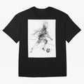 Abstract Soccer Player Sketch ¡ª Minimal Line Art Design Premium T-Shirt Honor FIFA World Cup 2026 USA Canada Mexico Celebrating, Adidas Soccer Jersey For Match Day, Nike Football Fan Shirt For Messi Fans, Jordan Supporter Top, Mbappe Argentina